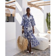 Positano Printed Shirt Dress blue