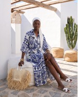 Positano Printed Shirt Dress blue