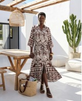 Positano Printed Shirt Dress brown