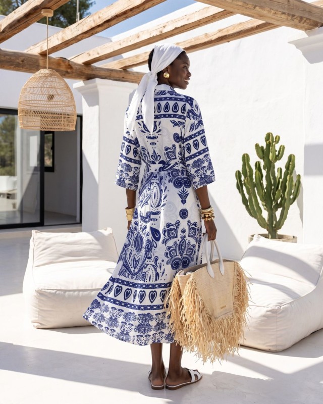 Positano Printed Shirt Dress blue