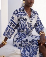 Positano Printed Shirt Dress blue