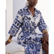 Positano Printed Shirt Dress blue