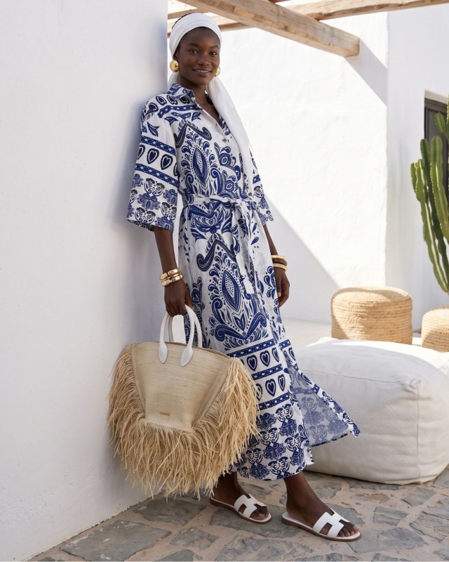 Positano Printed Shirt Dress blue