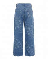 Floral Embroidered Wide Leg Jeans