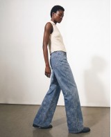 Floral Embroidered Wide Leg Jeans