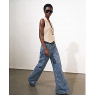 Floral Embroidered Wide Leg Jeans