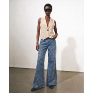 Floral Embroidered Wide Leg Jeans