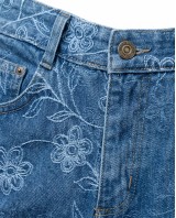 Floral Embroidered Wide Leg Jeans
