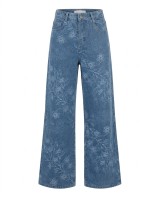 Floral Embroidered Wide Leg Jeans