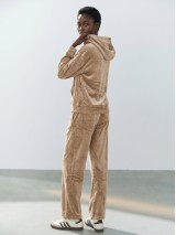 Βελουτέ Σετ Φόρμας με Hoodie και Παντελόνα μπεζ