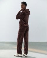 Βελουτέ Σετ Φόρμας με Hoodie και Παντελόνα καφέ