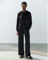 Βελουτέ Σετ Φόρμας με Hoodie και Παντελόνα μαύρο