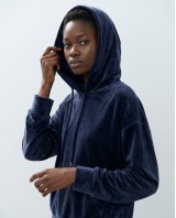 Βελουτέ Σετ Φόρμας με Hoodie και Παντελόνα navy