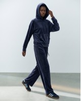 Βελουτέ Σετ Φόρμας με Hoodie και Παντελόνα navy