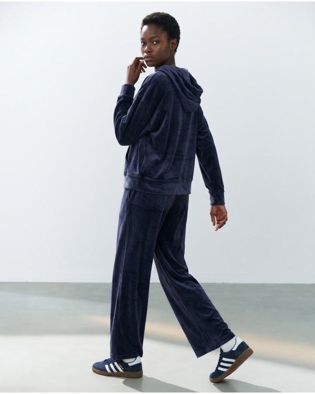 Βελουτέ Σετ Φόρμας με Hoodie και Παντελόνα navy