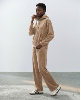 Βελουτέ Σετ Φόρμας με Hoodie και Παντελόνα μπεζ