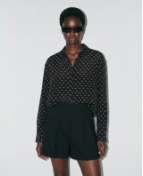 Printed Rhinestone Shirt Black