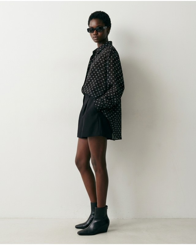 Printed Rhinestone Shirt Black
