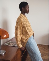 Printed Rhinestone Shirt Gold Ochre