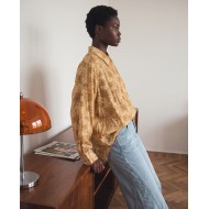 Printed Rhinestone Shirt Gold Ochre
