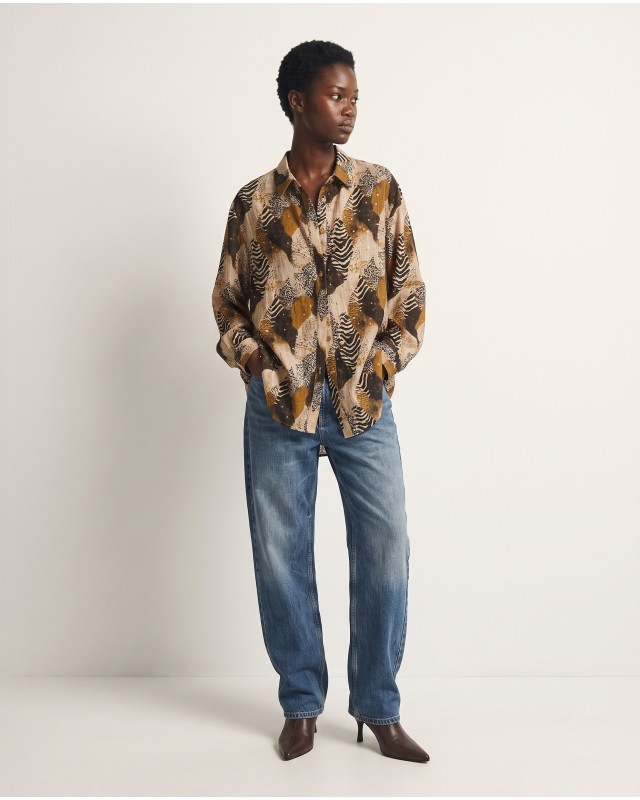Printed Rhinestone Shirt safari