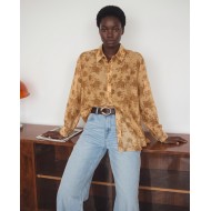Printed Rhinestone Shirt Gold Ochre