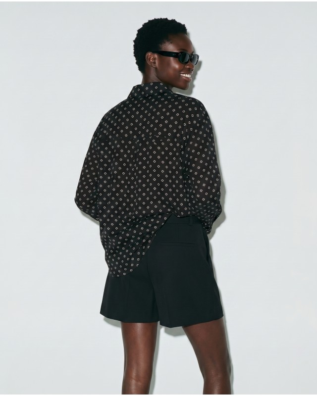Printed Rhinestone Shirt Black