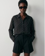 Printed Rhinestone Shirt Black