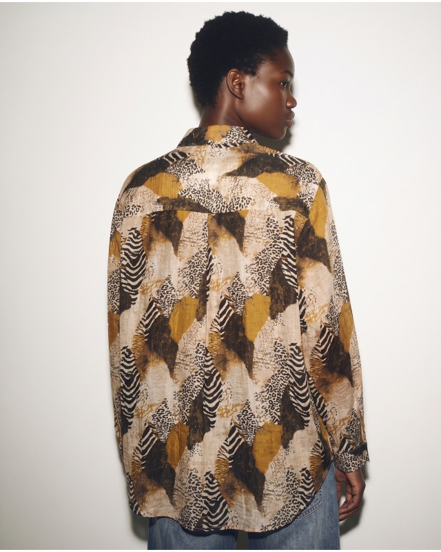 Printed Rhinestone Shirt safari