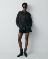 Printed Rhinestone Shirt Black