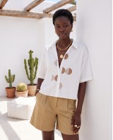 Half Moon Embroidered Shirt white