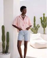 Half Moon Embroidered Shirt light pink