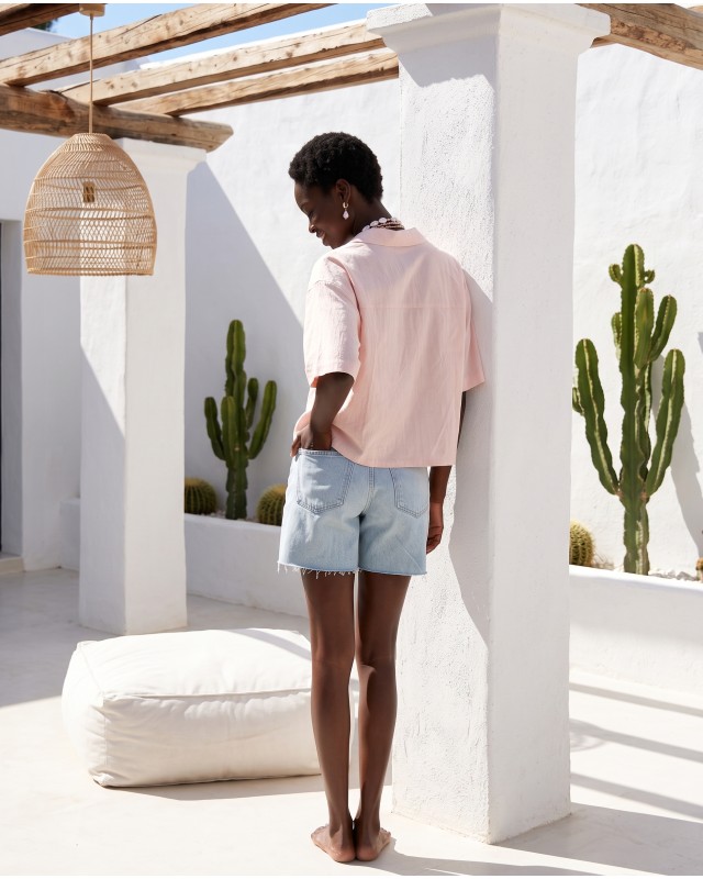 Half Moon Embroidered Shirt light pink