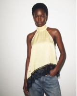 Asymmetric Satin Lace Top Light Yellow