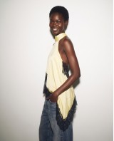 Asymmetric Satin Lace Top Light Yellow