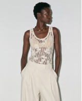 Sheer Lace Tank Top - Cream