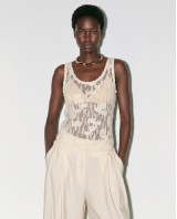 Sheer Lace Tank Top - Cream