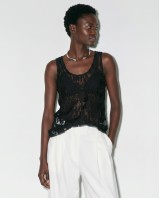 Sheer Lace Tank Top - black