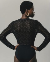 Sheer Paisley Long Sleeve Top - black