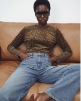 Sheer Paisley Long Sleeve Top - Brown