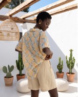 Sienna Bloom Oversized Shirt Yellow & light blue