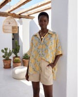 Sienna Bloom Oversized Shirt Yellow & light blue