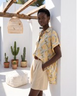 Sienna Bloom Oversized Shirt Yellow & light blue