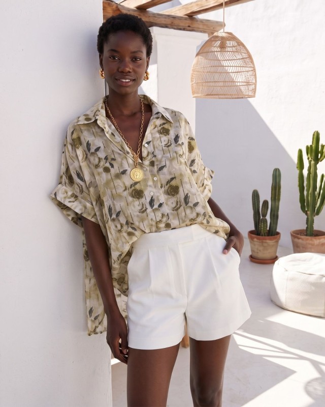 Sienna Bloom Oversized Shirt olive