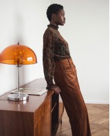 Velvet Leopard Sheer Blouse - olive