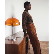 Velvet Leopard Sheer Blouse - olive
