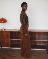 Velvet Leopard Sheer Blouse - olive