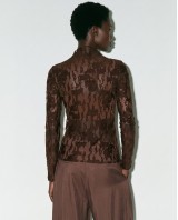 Sheer Lace Blouse - brown