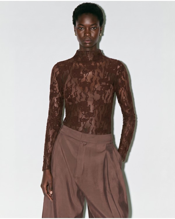 Sheer Lace Blouse - Black