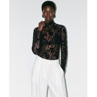 Sheer Lace Blouse - Black